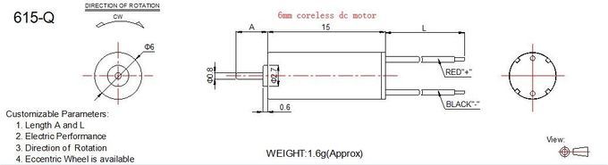 小さいホーム・アプライアンスのための小型コアレス DCモーター6mm直径1.5v 3v